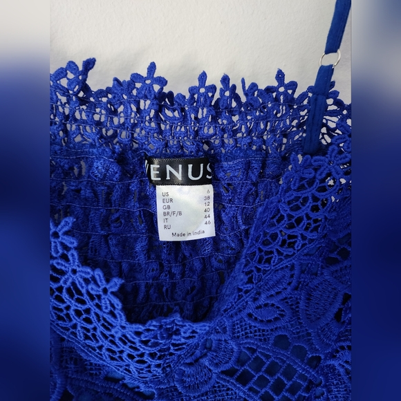 Venus Royal Blue Lace Crochet Mini Dress – Women’s Size 6 - Picture 2 of 5